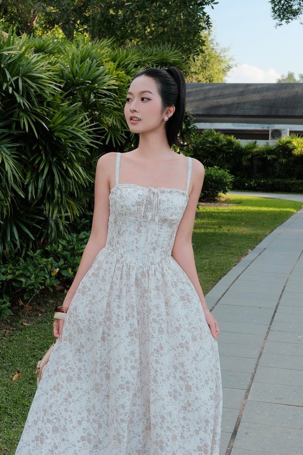 Angelina Padded Bustier Lace Maxi Dress