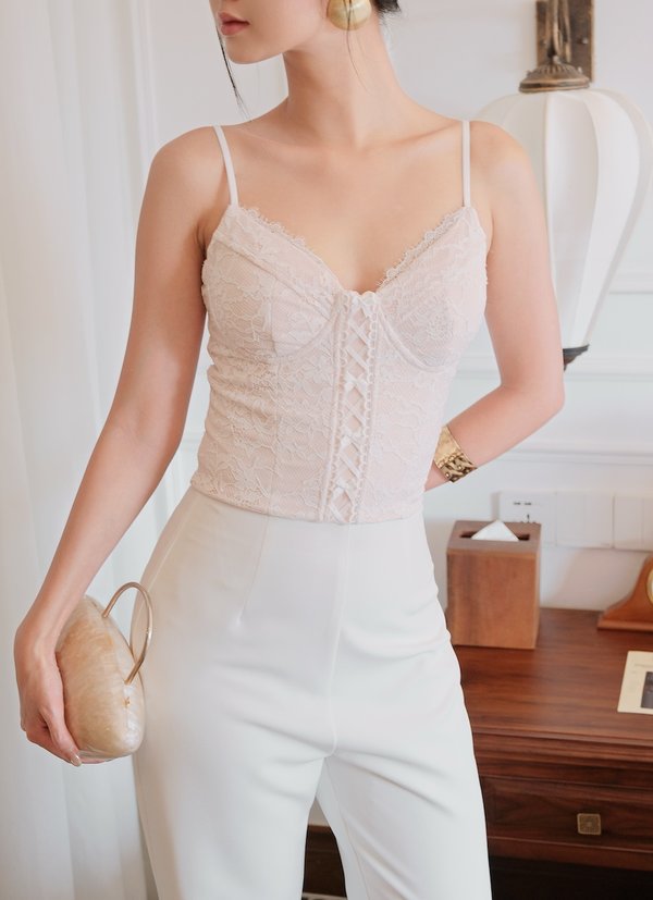 Aveline Ribbon Lace Up Padded Top