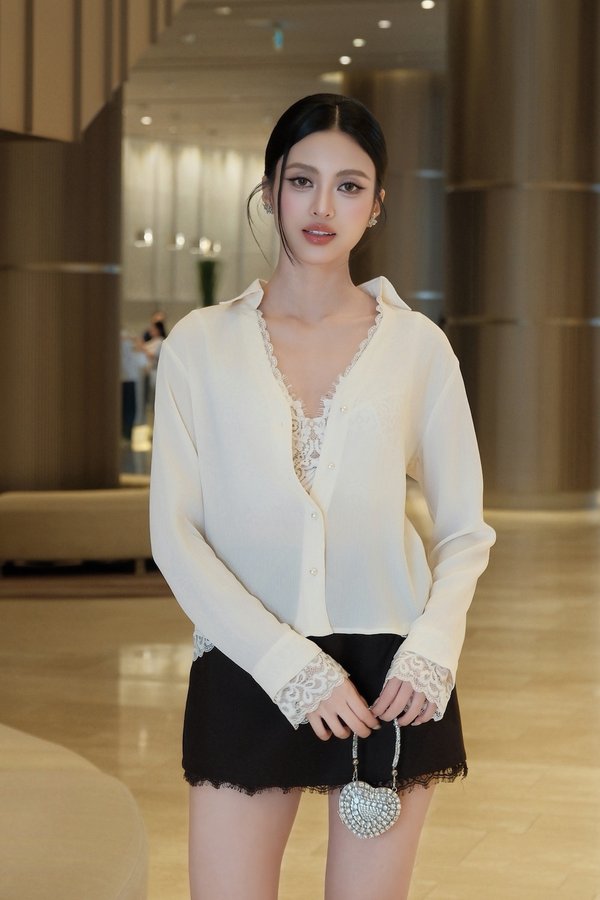 Alara Sheer Lace Button Blouse