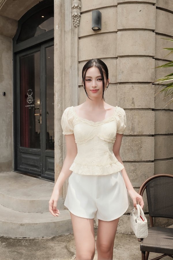 Janessa Cotton Eyelet Padded Top
