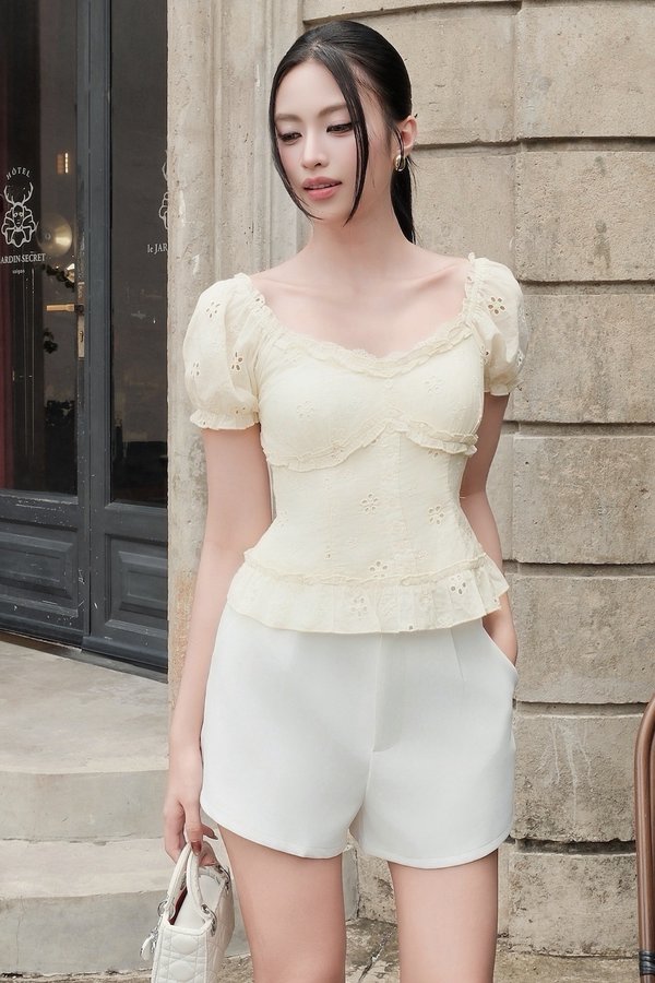 Janessa Cotton Eyelet Padded Top