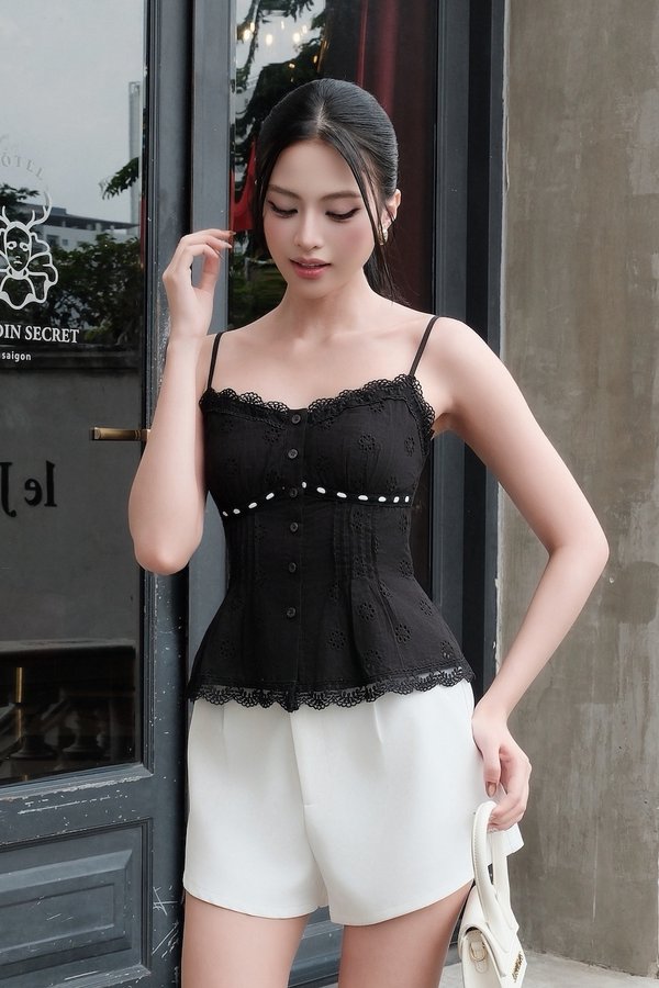 Thalia Cotton Eyelet Padded Top
