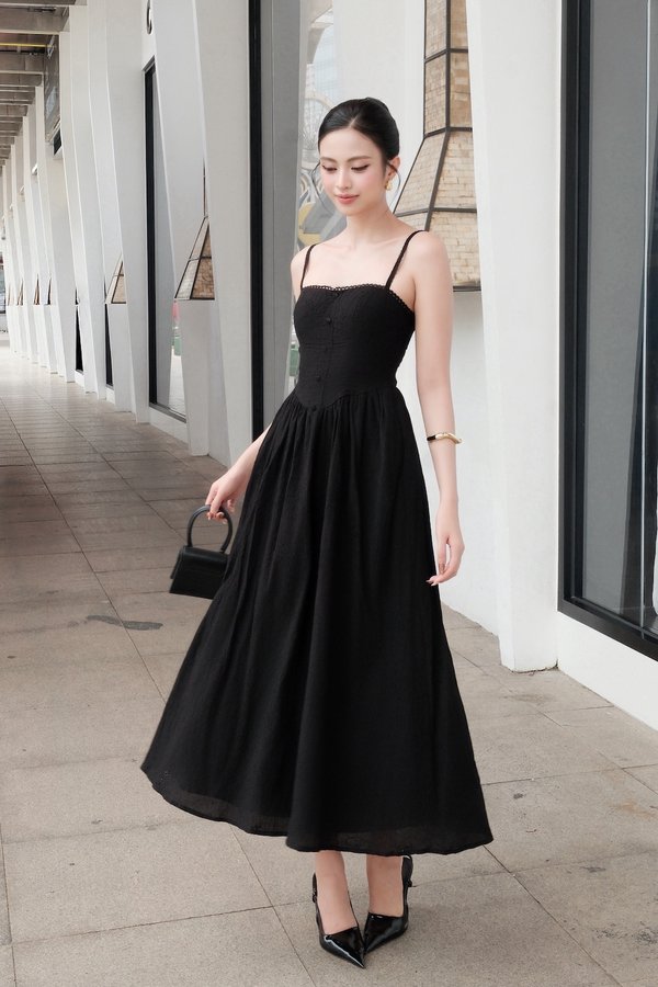 Astrid Cotton Eyelet Padded Maxi Dress