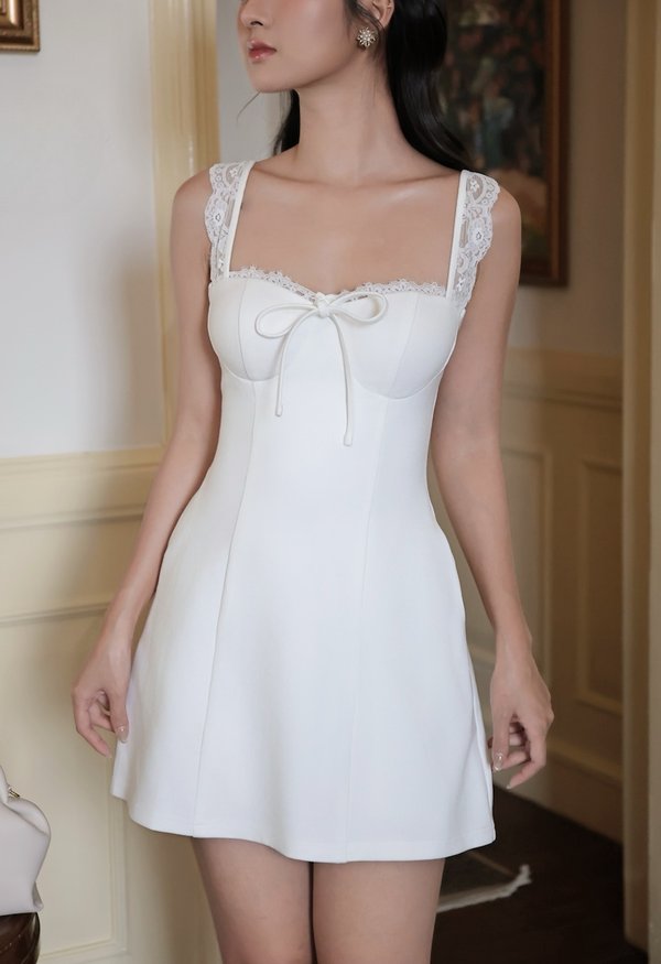 *Premium Luxe* Nalia Lace Bustier Padded Skater Dress