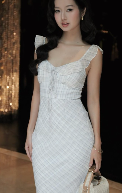 Ayla Plaid Padded Maxi Dress