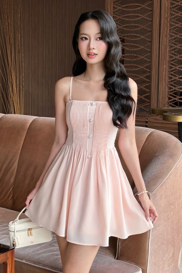 Maisie Pleated Padded Mini Dress