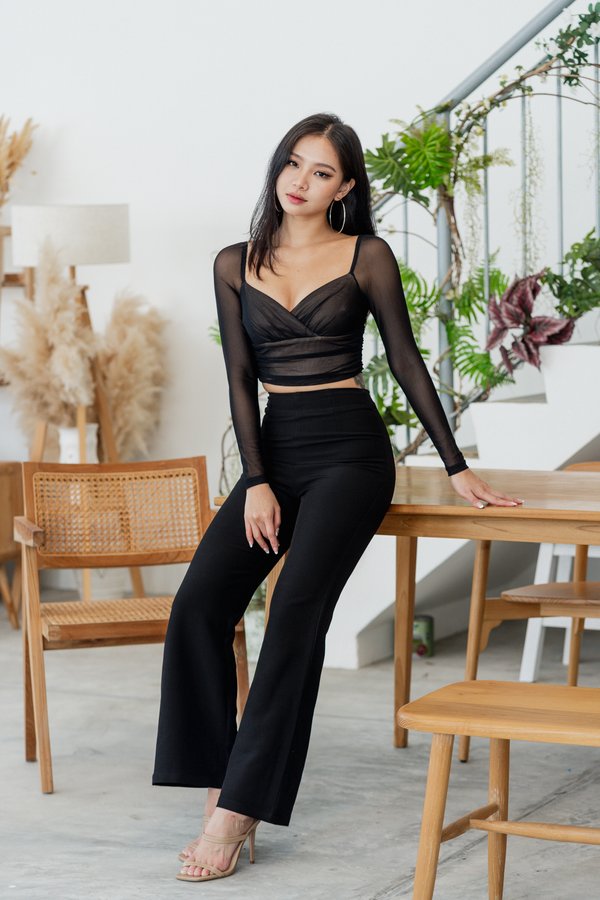 Carla Bell Bottom Fitted Pants (Black)