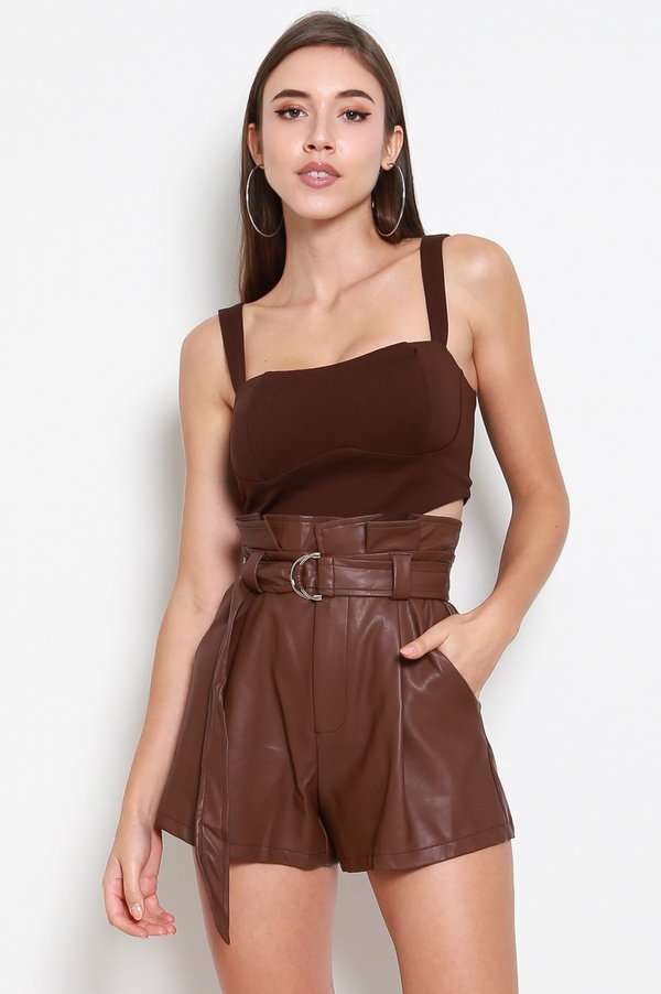 *Luxe* Luna Sweetheart Top (Dark Brown)