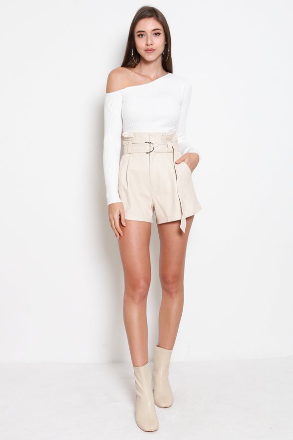 Nebula One Shoulder Knit Top (White)