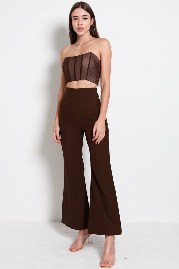 Carla Bell Bottom Fitted Pants (Dark Brown)