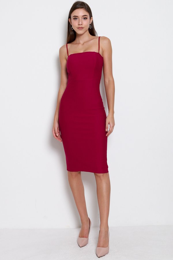 *Luxe* Classic Midi Spag Dress V2 (Magenta)