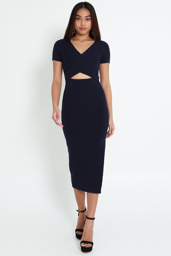 Finley Cutout Wrap Midaxi (Navy) 