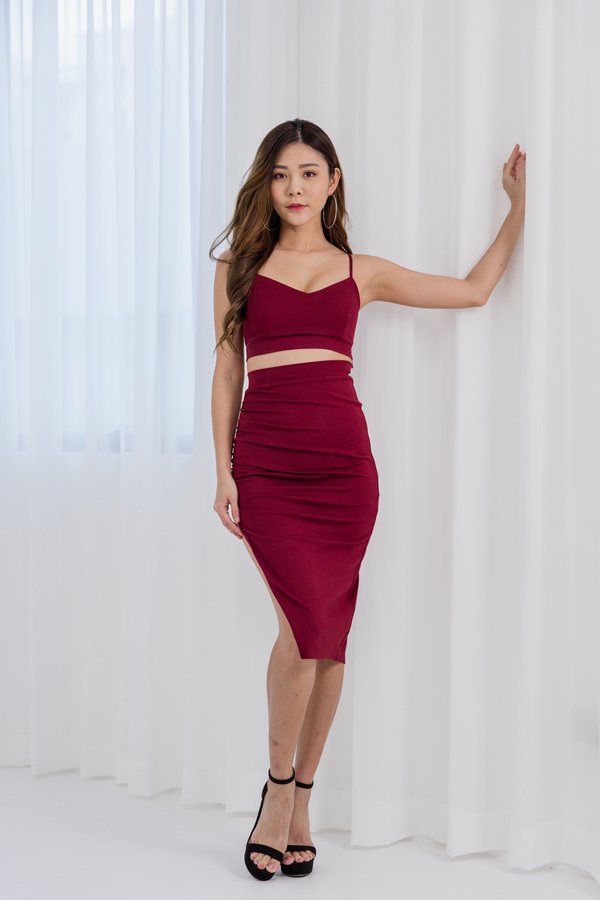 *Luxe* Viviana High Slit Skirt (Maroon) *Luxe* Viviana High Slit Skirt (Maroon)